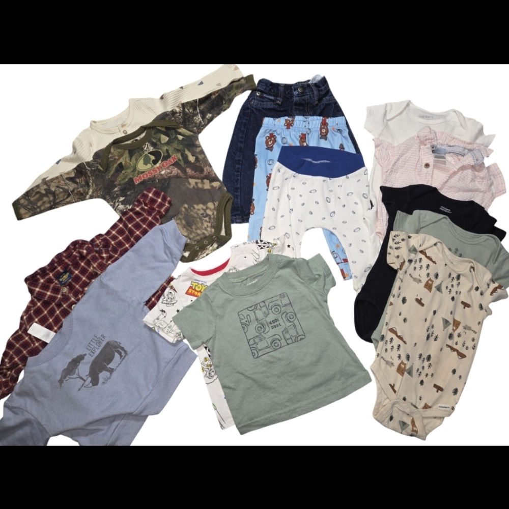 Wrangler, Mossy Oak, Carters, & Osh Kosh Infants 22pc Bundle  Shirts/Pants